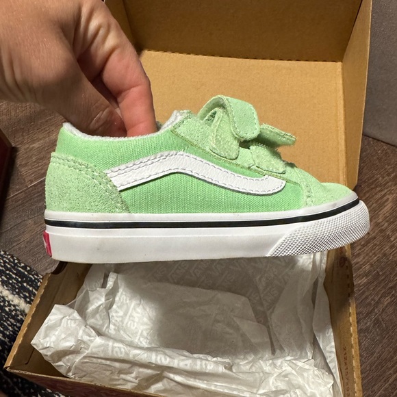 Vans Other - • Vans • Old Skool V Pistachio Green and White Velcro Sneakers 6.5